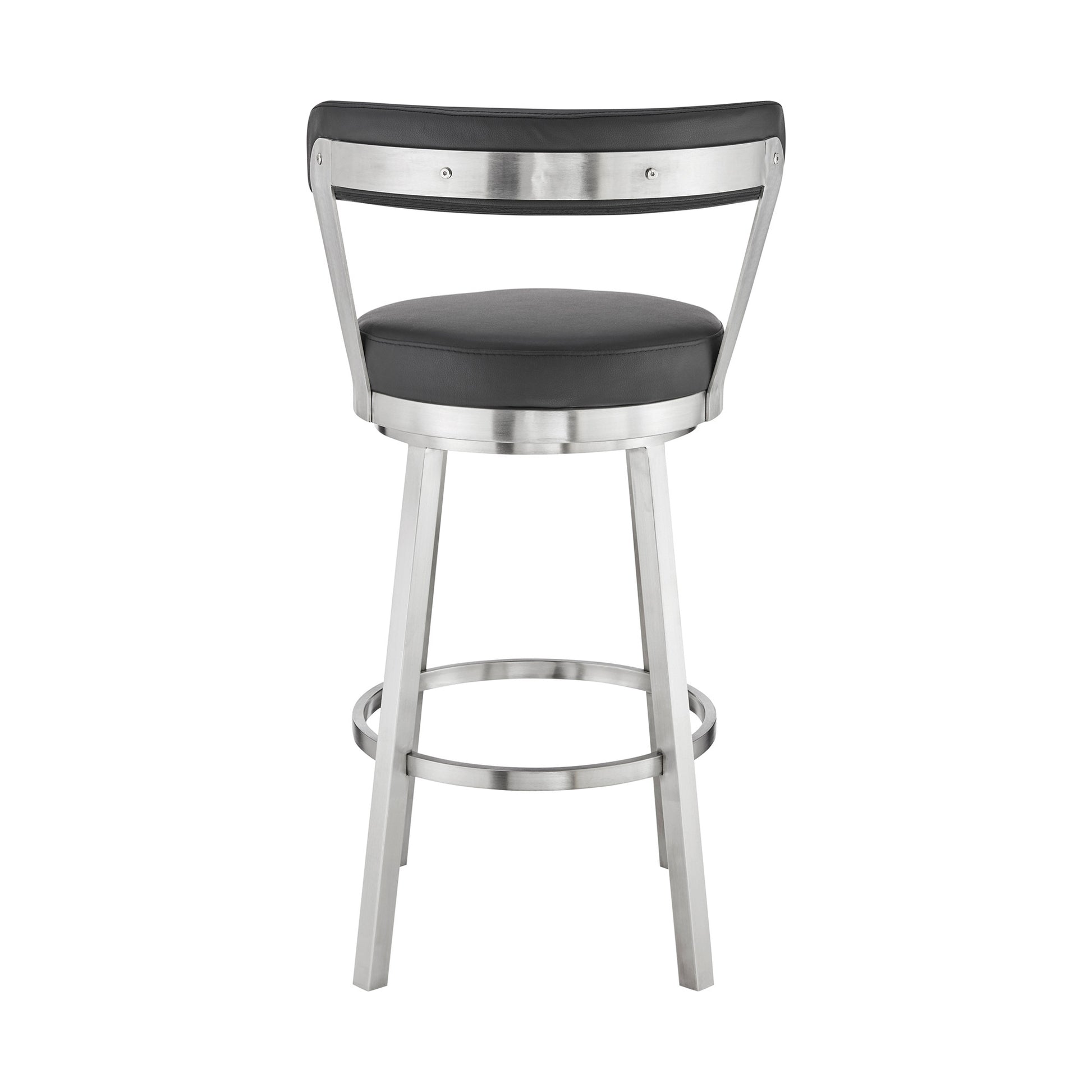 26" Chic Black Faux Leather with Stainless Steel Finish Swivel Bar Stool By Homeroots | Bar Stools | Modishstore - 6