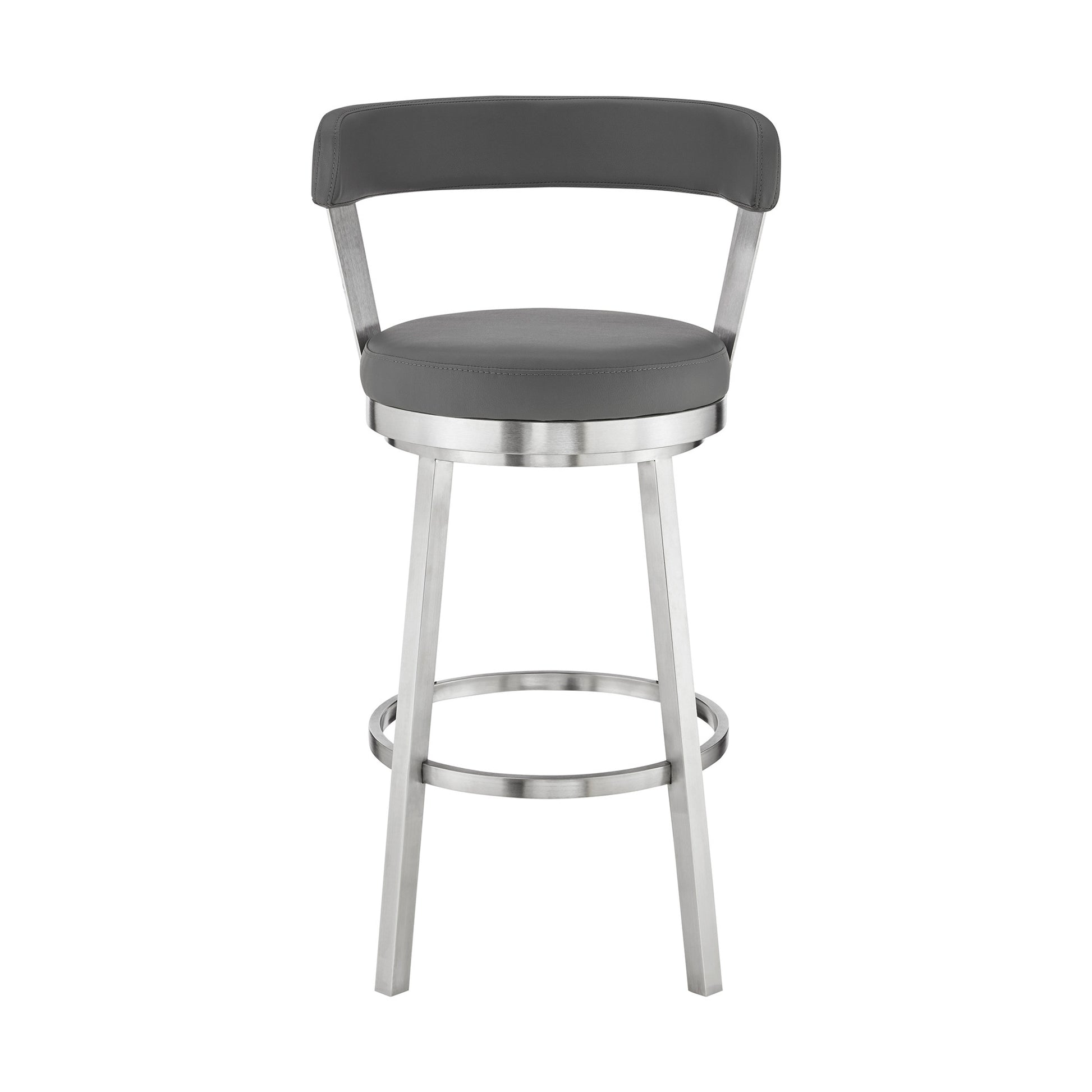 30" Chic Grey Faux Leather with Stainless Steel Finish Swivel Bar Stool By Homeroots | Bar Stools | Modishstore - 2