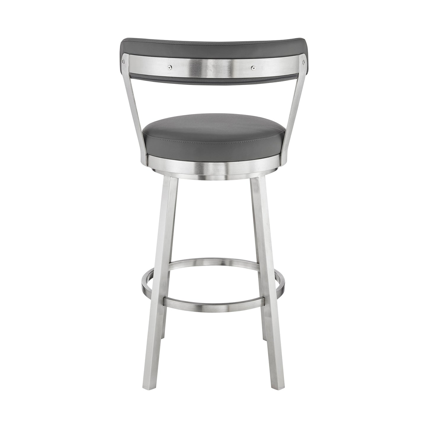30" Chic Grey Faux Leather with Stainless Steel Finish Swivel Bar Stool By Homeroots | Bar Stools | Modishstore - 5