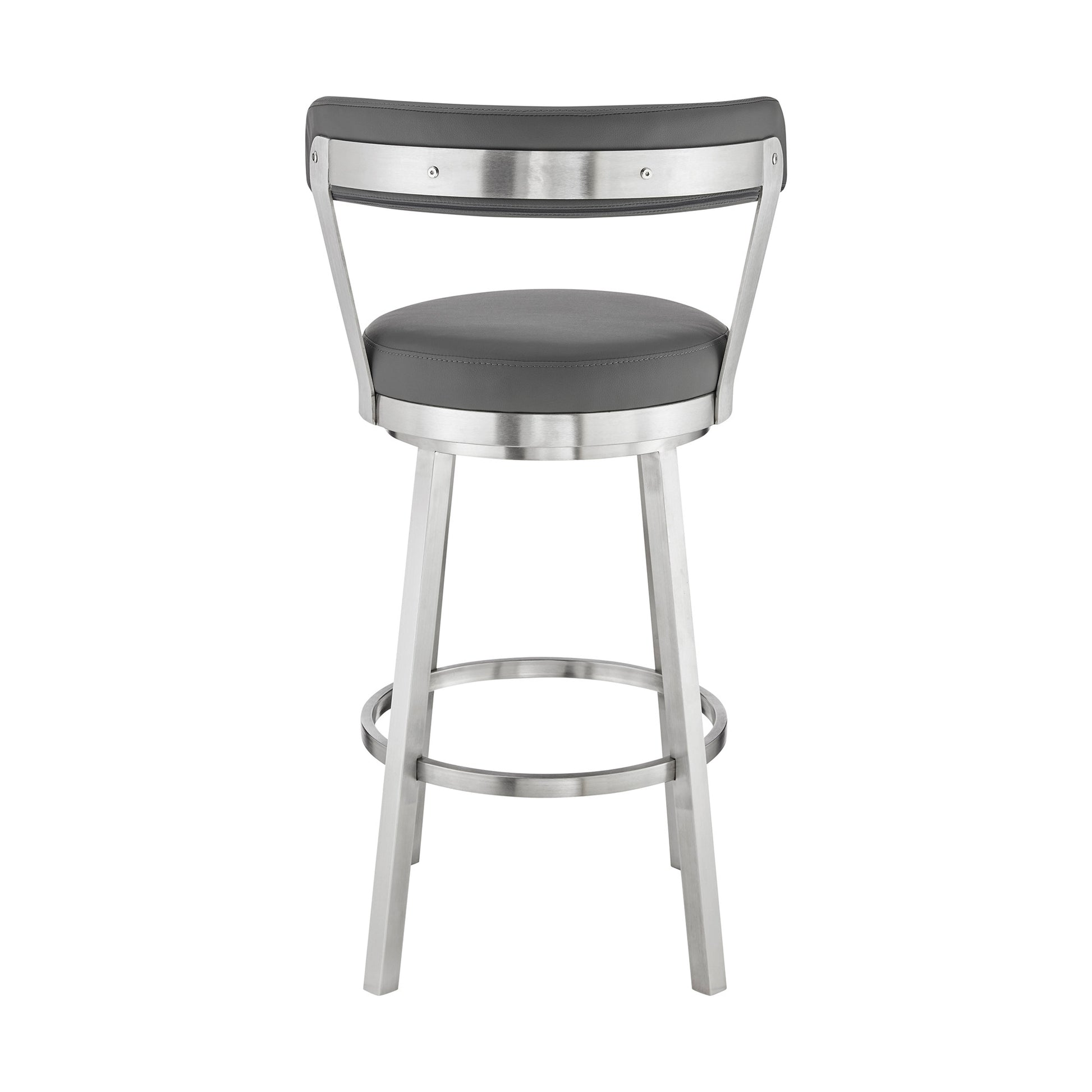 30" Chic Grey Faux Leather with Stainless Steel Finish Swivel Bar Stool By Homeroots | Bar Stools | Modishstore - 5