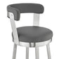 30" Chic Grey Faux Leather with Stainless Steel Finish Swivel Bar Stool By Homeroots | Bar Stools | Modishstore - 6