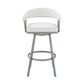 30" Mod White Faux Leather Silver Finish Swivel Bar Stool By Homeroots