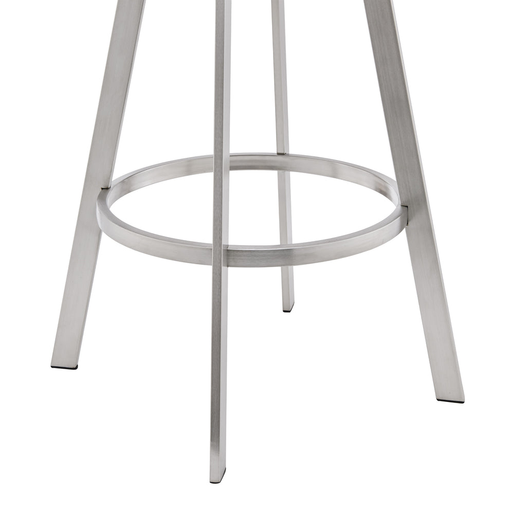 30" Mod Black Faux Leather Brushed Silver Finish Swivel Bar Stool By Homeroots | Bar Stools | Modishstore - 7