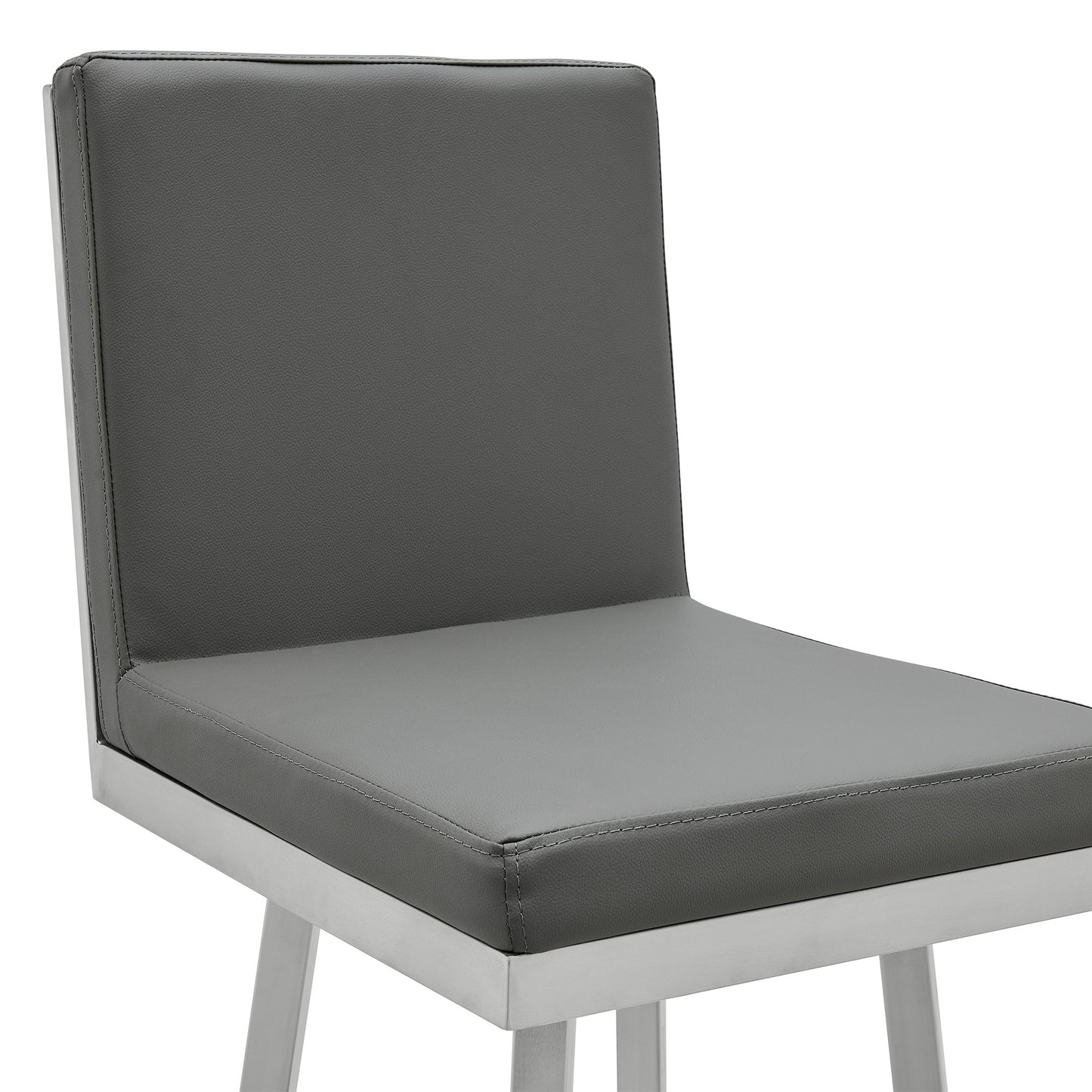 40" Gray Faux Leather And Iron Swivel Counter Height Bar Chair By Homeroots | Bar Stools | Modishstore - 5