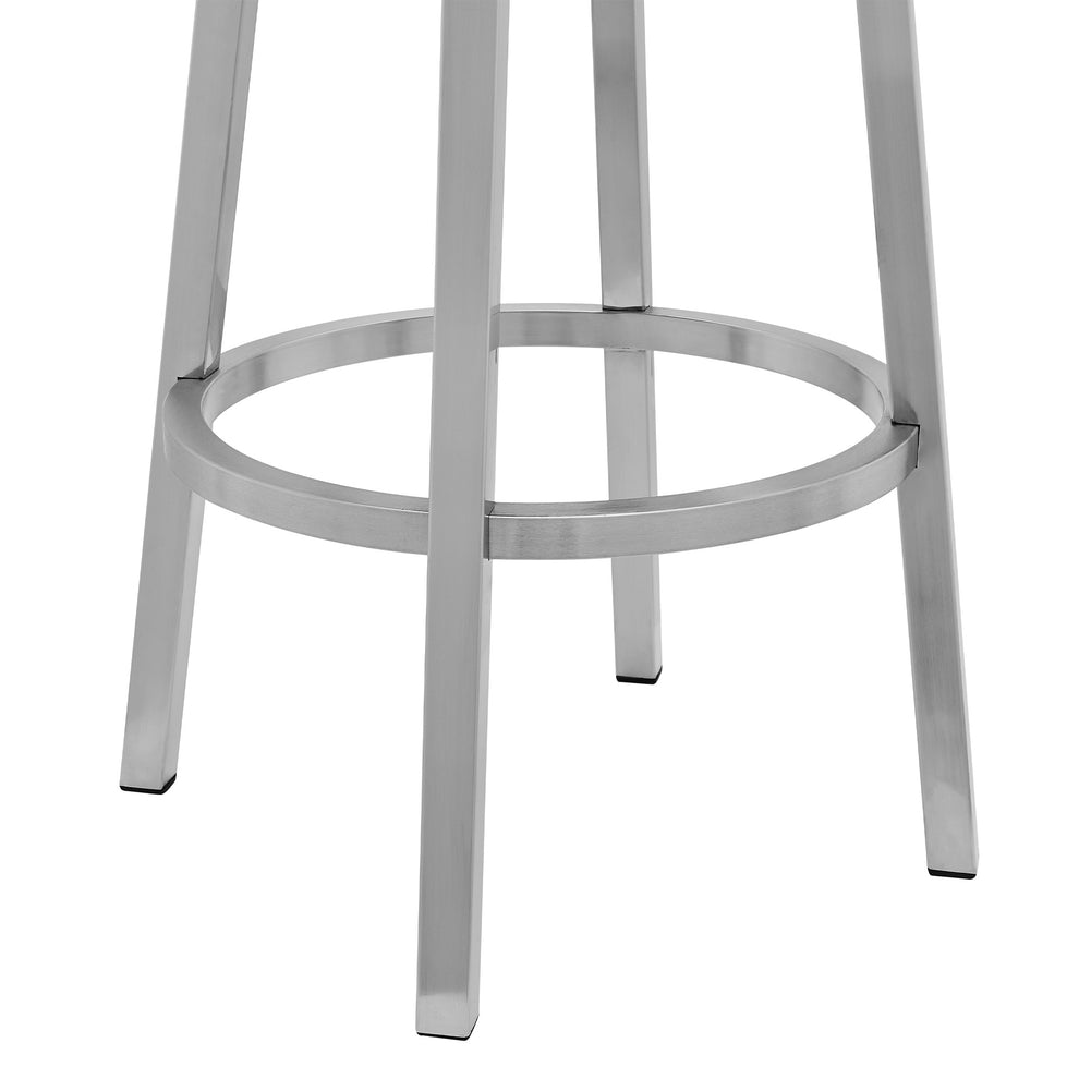 40" Gray Faux Leather And Iron Swivel Counter Height Bar Chair By Homeroots | Bar Stools | Modishstore - 7