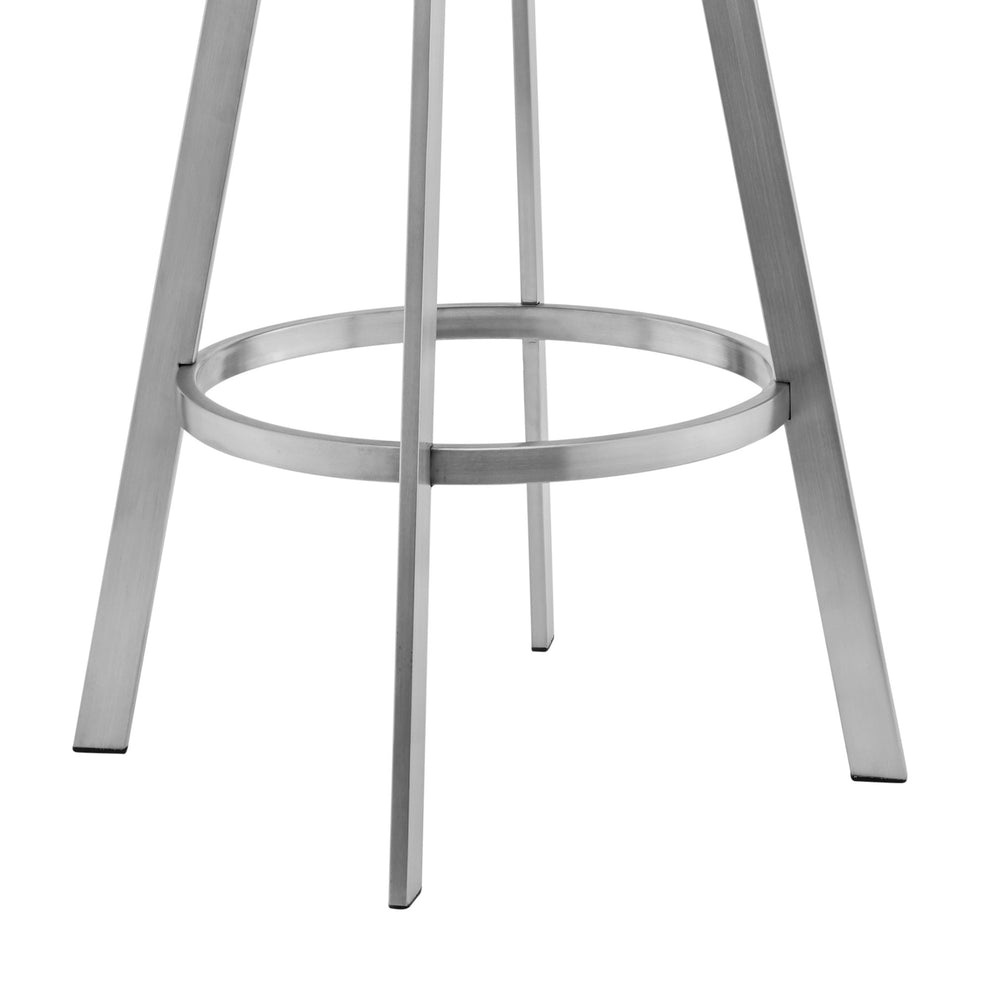 36" Gray Faux Leather And Iron Swivel Counter Height Bar Chair By Homeroots | Bar Stools | Modishstore - 7