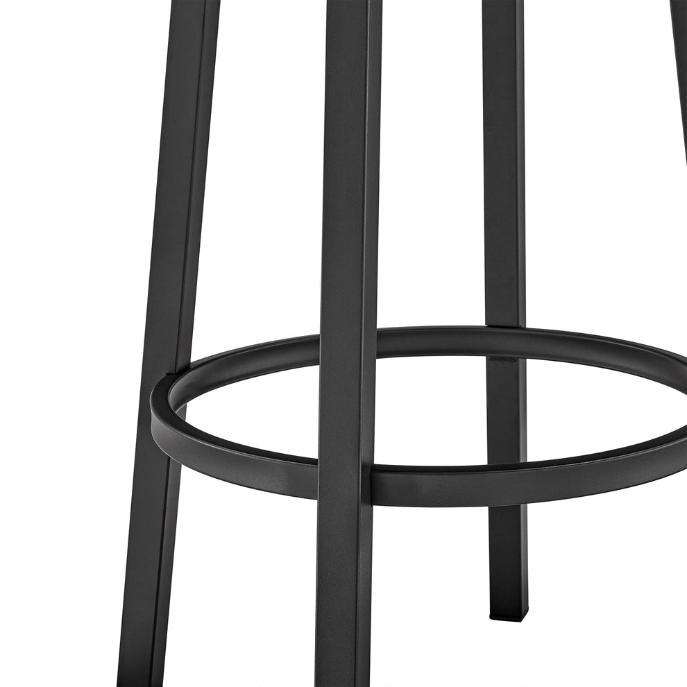 38" Gray Faux Leather And Iron Swivel Low Back Bar Height Chair By Homeroots | Bar Stools | Modishstore - 9