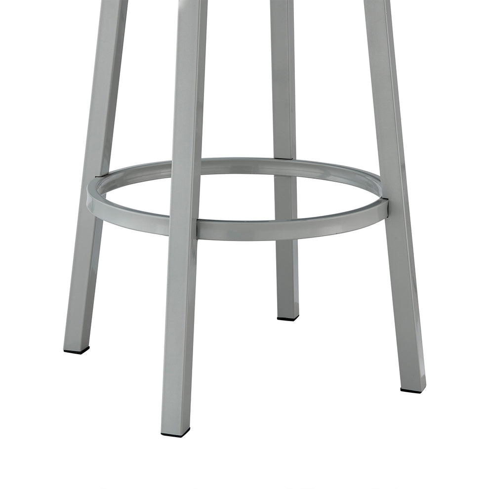 38" White Faux Leather And Iron Swivel Low Back Bar Height Chair By Homeroots | Bar Stools | Modishstore - 9