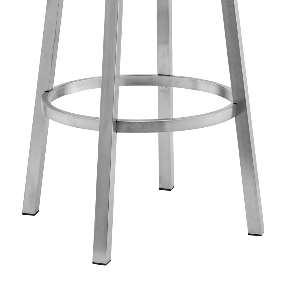 34" Black Faux Leather And Silver Swivel Low Back Counter Height Bar Chair By Homeroots | Bar Stools | Modishstore - 8