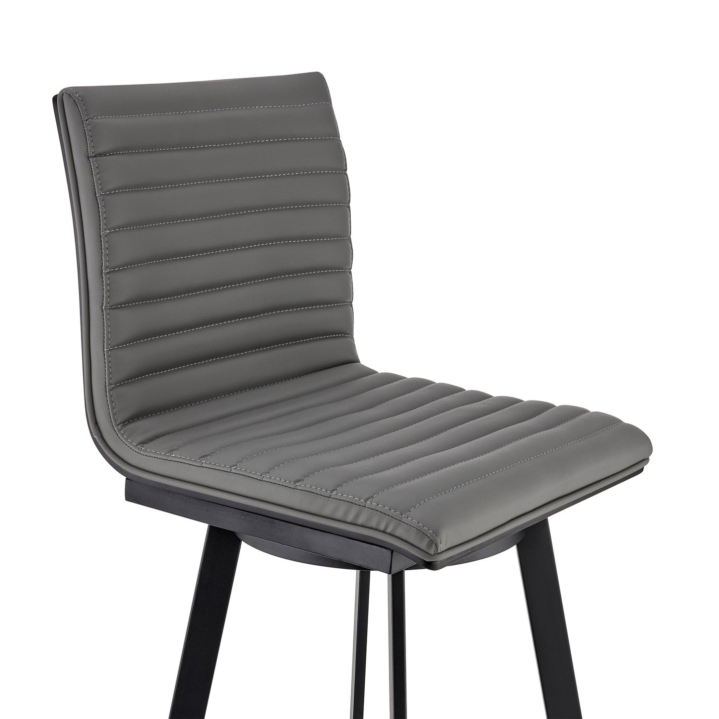 39" Gray Faux Leather And Iron Swivel Counter Height Bar Chair By Homeroots | Bar Stools | Modishstore - 7