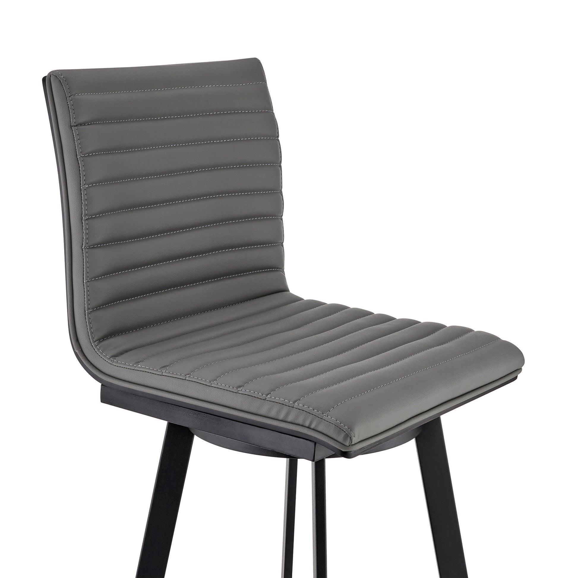 39" Gray Faux Leather And Iron Swivel Counter Height Bar Chair By Homeroots | Bar Stools | Modishstore - 7