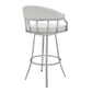 36" White Faux Leather And Iron Swivel Low Back Counter Height Bar Chair By Homeroots