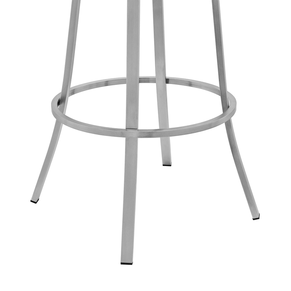 36" White Faux Leather And Iron Swivel Low Back Counter Height Bar Chair By Homeroots | Bar Stools | Modishstore - 7