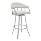 40" White Faux Leather And Iron Swivel Low Back Bar Height Chair By Homeroots | Bar Stools | Modishstore