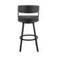 39" Black Faux Leather And Iron Swivel Low Back Bar Height Chair By Homeroots