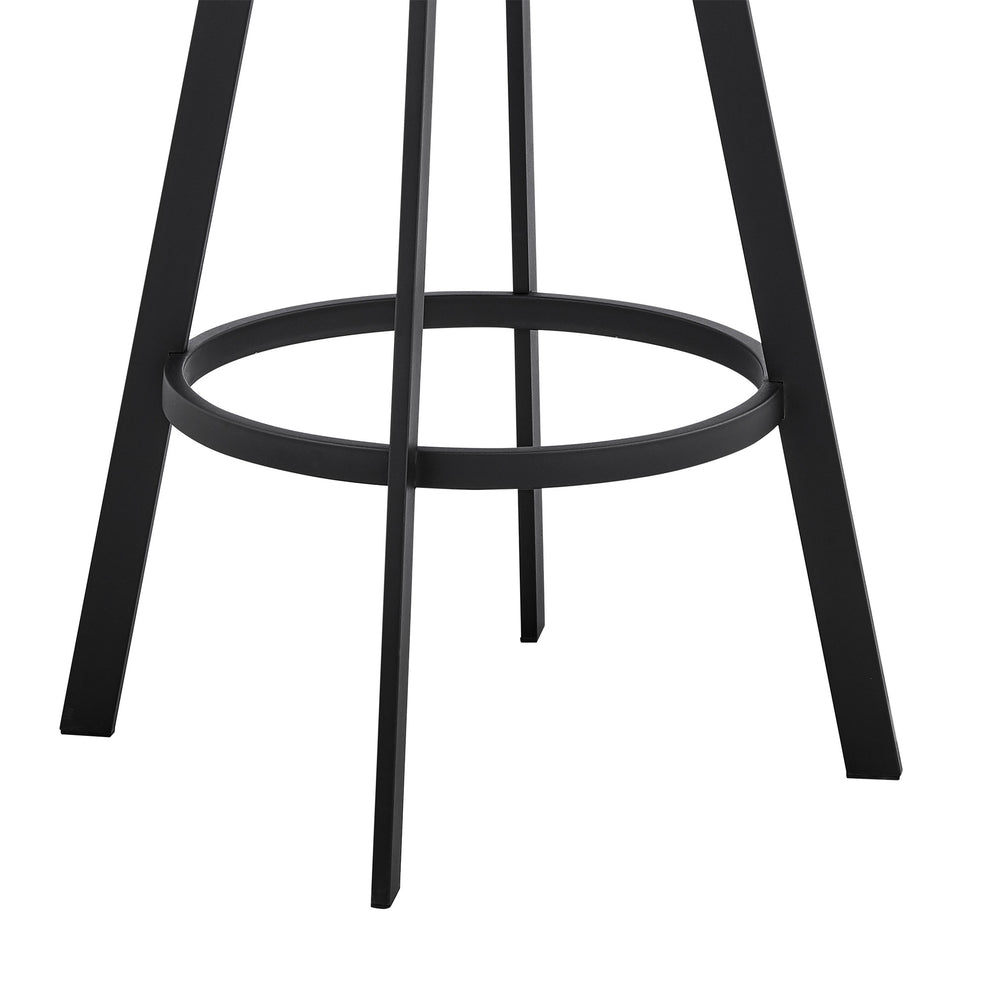 39" Black Faux Leather And Iron Swivel Low Back Bar Height Chair By Homeroots | Bar Stools | Modishstore - 9