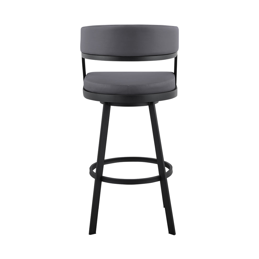 35" Grey Faux Leather And Iron Swivel Low Back Counter Height Bar Chair By Homeroots | Bar Stools | Modishstore - 6