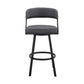 39" Grey Faux Leather And Iron Swivel Low Back Bar Height Chair By Homeroots | Bar Stools | Modishstore - 2