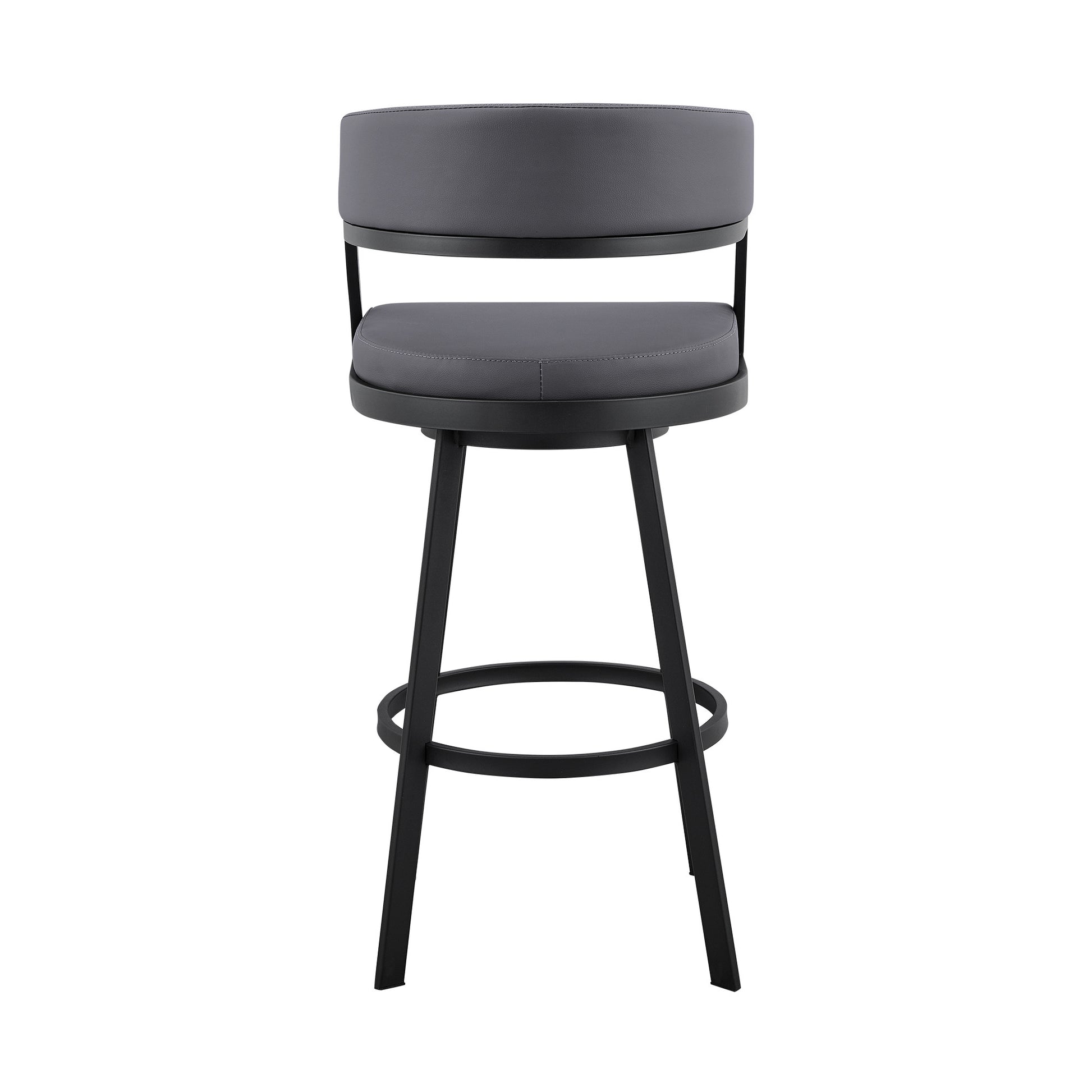 39" Grey Faux Leather And Iron Swivel Low Back Bar Height Chair By Homeroots | Bar Stools | Modishstore - 5