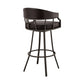 40" Brown Faux Leather And Iron Swivel Low Back Bar Height Chair By Homeroots | Bar Stools | Modishstore - 3