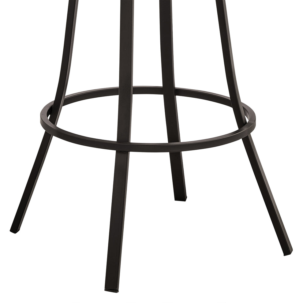 40" Brown Faux Leather And Iron Swivel Low Back Bar Height Chair By Homeroots | Bar Stools | Modishstore - 6