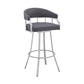 36" Slate Grey Faux Leather And Iron Swivel Low Back Counter Height Bar Chair By Homeroots | Bar Stools | Modishstore