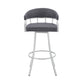 36" Slate Grey Faux Leather And Iron Swivel Low Back Counter Height Bar Chair By Homeroots