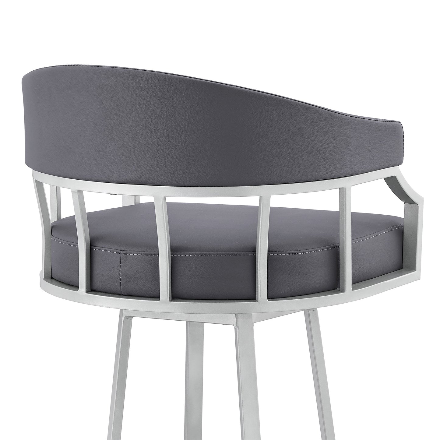 36" Slate Grey Faux Leather And Iron Swivel Low Back Counter Height Bar Chair By Homeroots | Bar Stools | Modishstore - 5