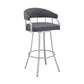 40" Slate Grey Faux Leather And Iron Swivel Low Back Bar Height Chair By Homeroots
