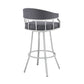 40" Slate Grey Faux Leather And Iron Swivel Low Back Bar Height Chair By Homeroots