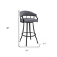 26" Slate Gray and Black Faux Leather and Steel Swivel Low Back Counter Height Bar Chair with Footrest By Homeroots