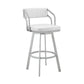 30" Timeless White Faux Leather Silver Finish Swivel Bar Stool By Homeroots | Bar Stools | Modishstore