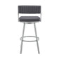 26" Timeless Slate Grey Faux Leather Silver Finish Swivel Bar Stool By Homeroots | Bar Stools | Modishstore - 4