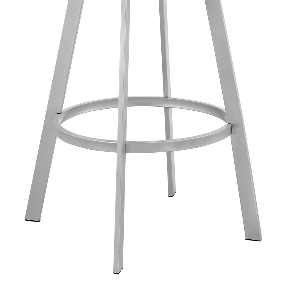 30" Timeless Slate Grey Faux Leather Silver Finish Swivel Bar Stool By Homeroots | Bar Stools | Modishstore - 5