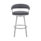 26" Mod Slate Grey Faux Leather Silver Finish Swivel Bar Stool By Homeroots | Bar Stools | Modishstore - 2