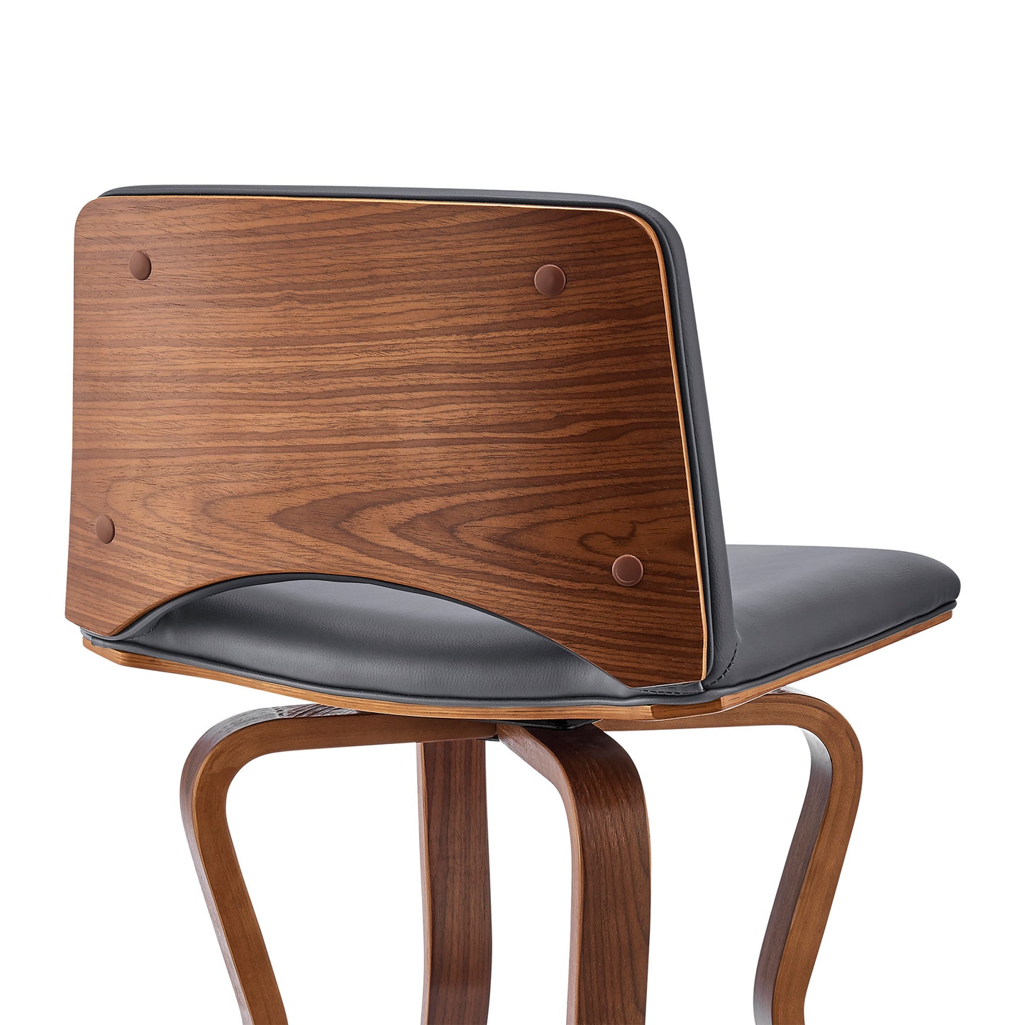 36" Gray Faux Leather And Manufactured Wood Swivel Low Back Counter Height Bar Chair By Homeroots | Bar Stools | Modishstore - 8