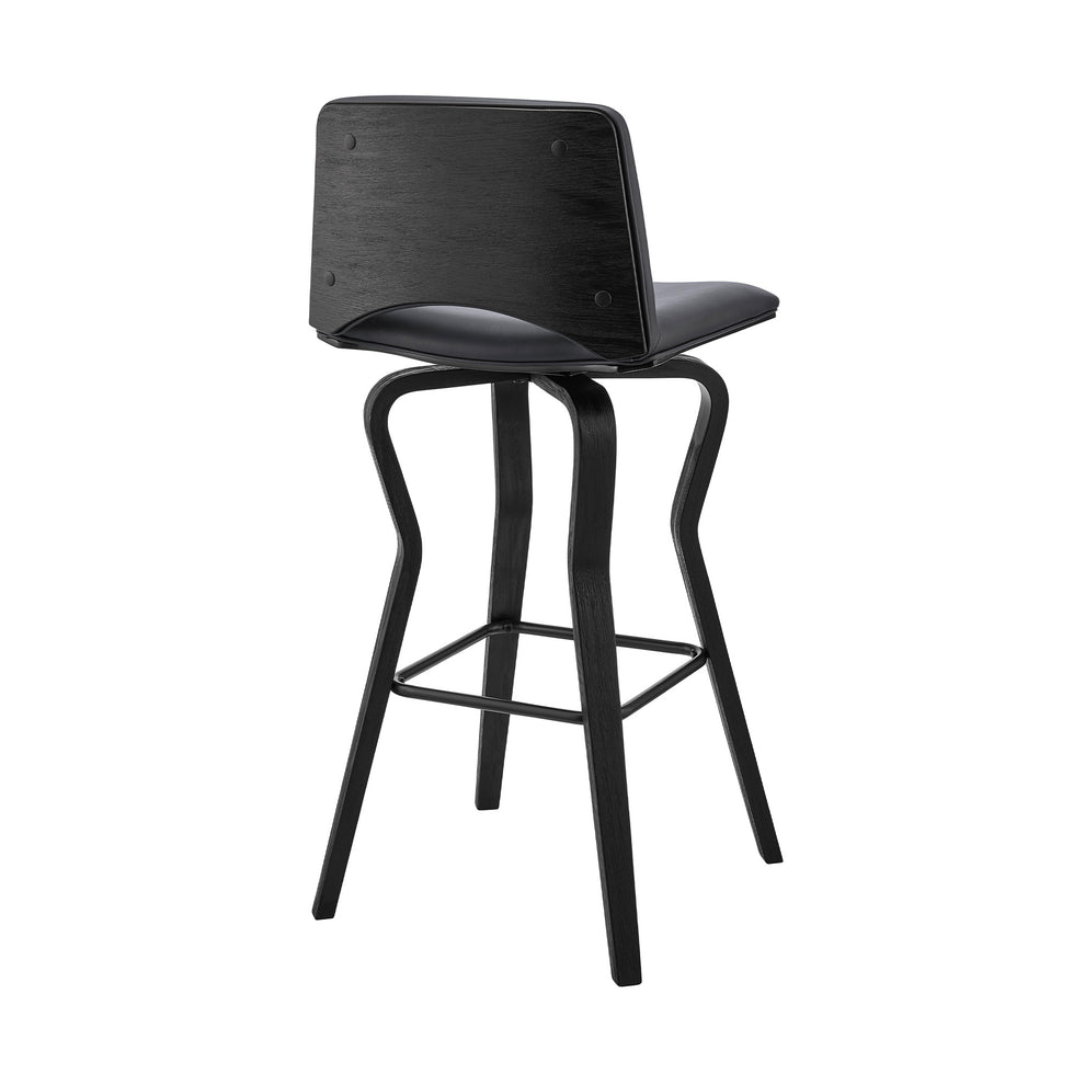 40" Dark Gray Faux Leather And Iron Swivel Low Back Bar Height Chair By Homeroots | Bar Stools | Modishstore - 4