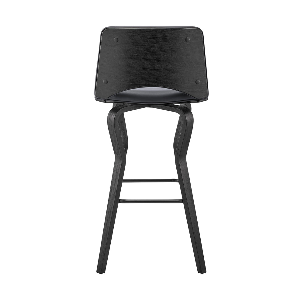 40" Dark Gray Faux Leather And Iron Swivel Low Back Bar Height Chair By Homeroots | Bar Stools | Modishstore - 5