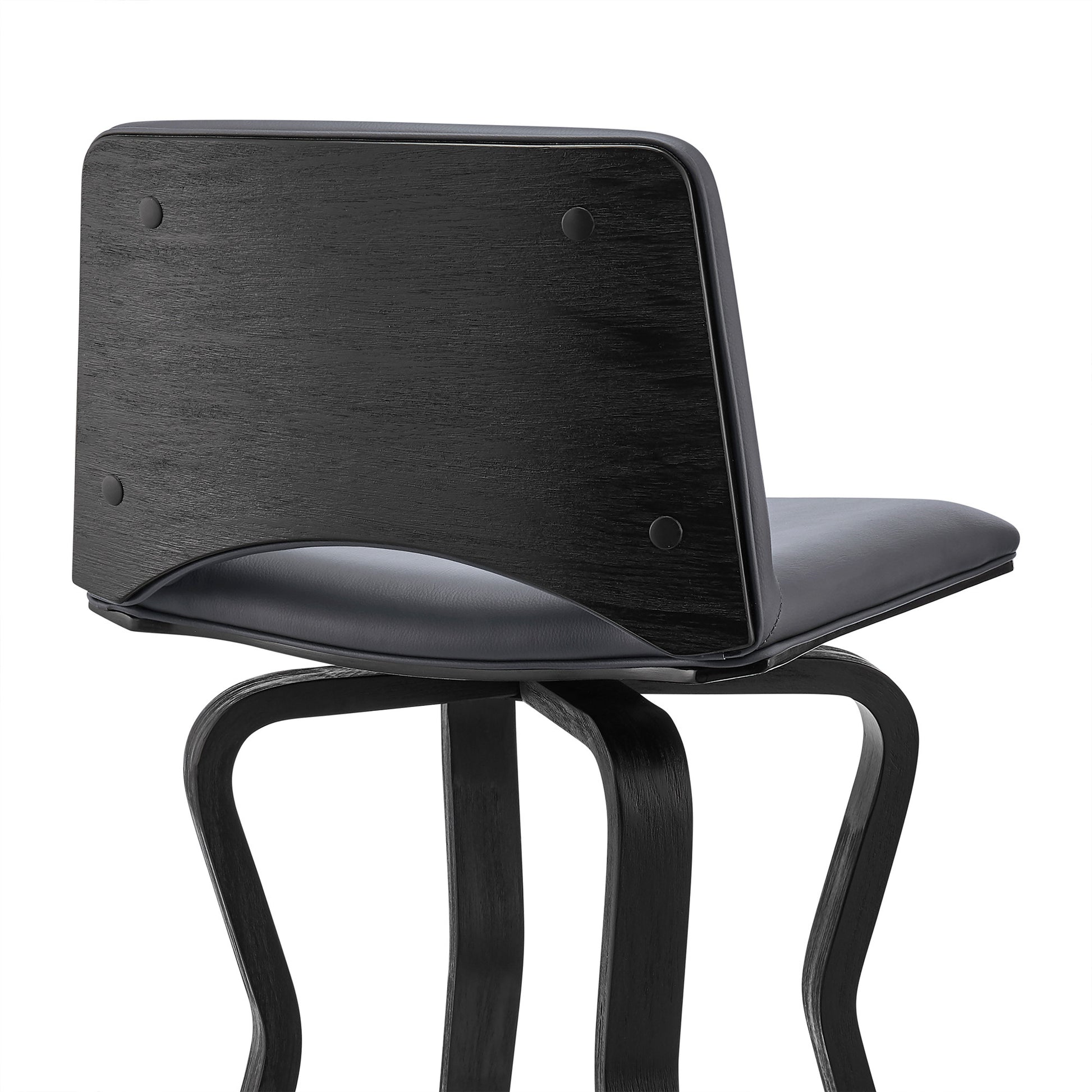 40" Dark Gray Faux Leather And Iron Swivel Low Back Bar Height Chair By Homeroots | Bar Stools | Modishstore - 8