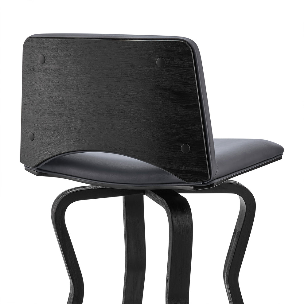 40" Dark Gray Faux Leather And Iron Swivel Low Back Bar Height Chair By Homeroots | Bar Stools | Modishstore - 8
