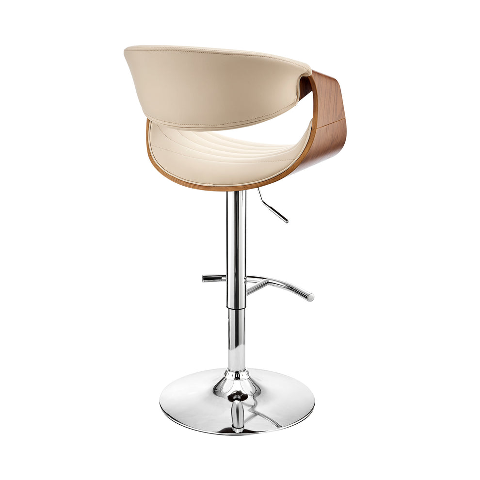 45" Cream Faux Leather And Iron Swivel Low Back Adjustable Height Bar Chair By Homeroots | Bar Stools | Modishstore - 3