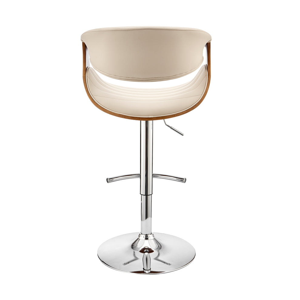 45" Cream Faux Leather And Iron Swivel Low Back Adjustable Height Bar Chair By Homeroots | Bar Stools | Modishstore - 4