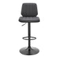 44" Gray Faux Leather And Iron Swivel Adjustable Height Bar Chair By Homeroots