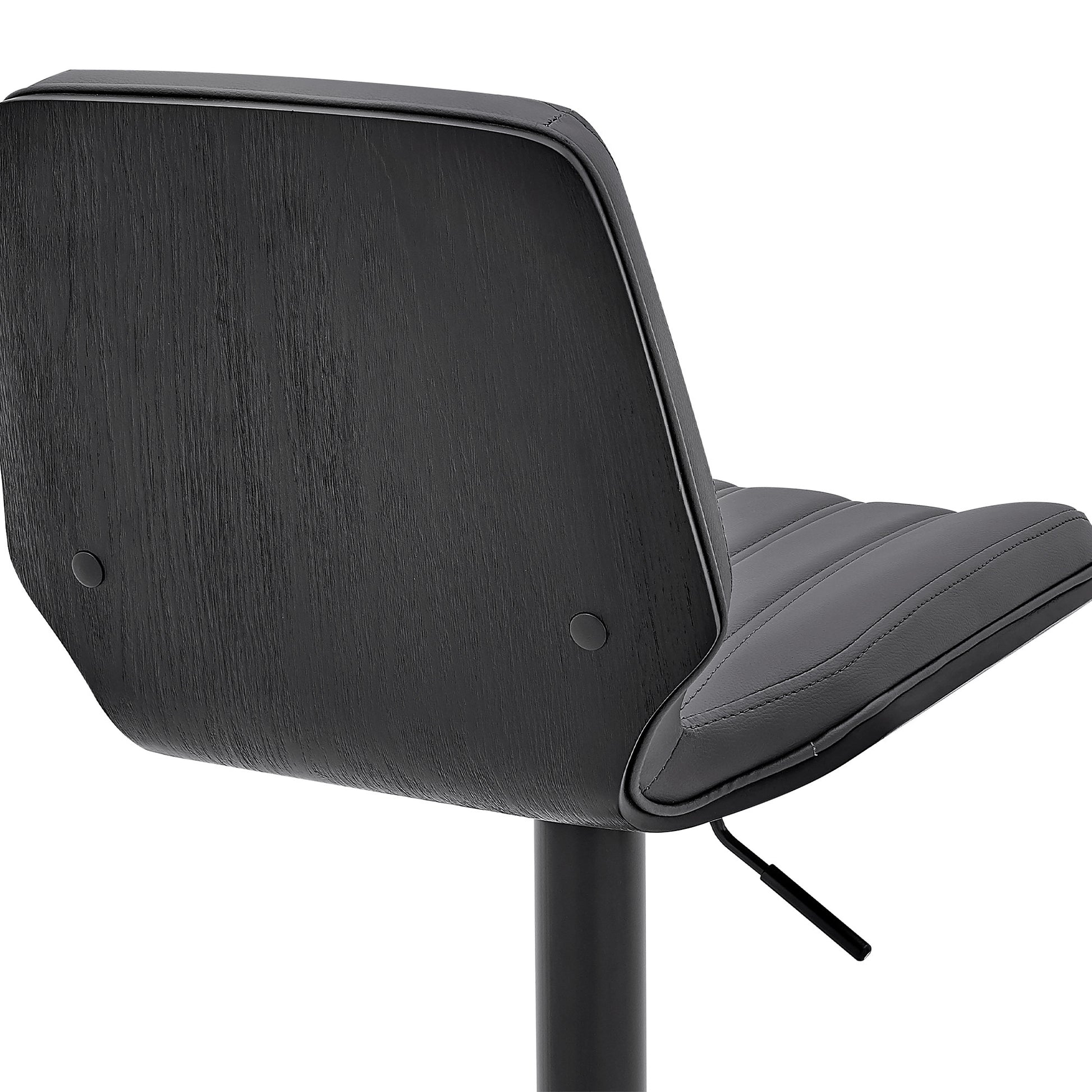 44" Gray Faux Leather And Iron Swivel Adjustable Height Bar Chair By Homeroots | Bar Stools | Modishstore - 8