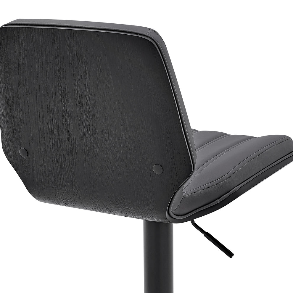 44" Gray Faux Leather And Iron Swivel Adjustable Height Bar Chair By Homeroots | Bar Stools | Modishstore - 8