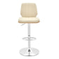 44" Cream And Walnut Faux Leather And Steel Swivel Adjustable Height Bar Chair By Homeroots