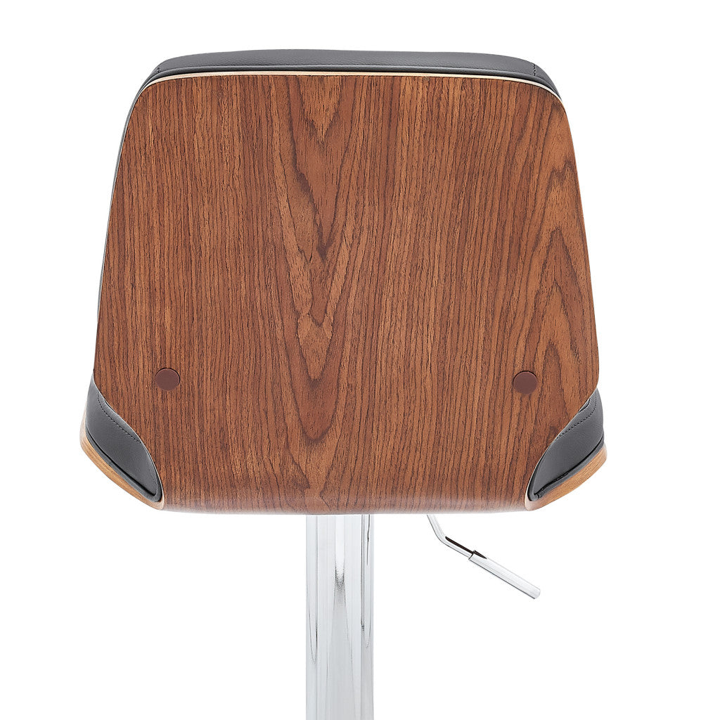 44" Gray Faux Leather And Manufactured Wood Swivel Adjustable Height Bar Chair By Homeroots | Bar Stools | Modishstore - 8