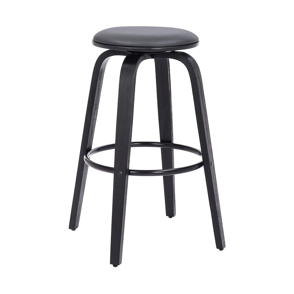 26" Gray Faux Leather Backless Modern Swivel Bar By Homeroots | Bar Stools | Modishstore - 2