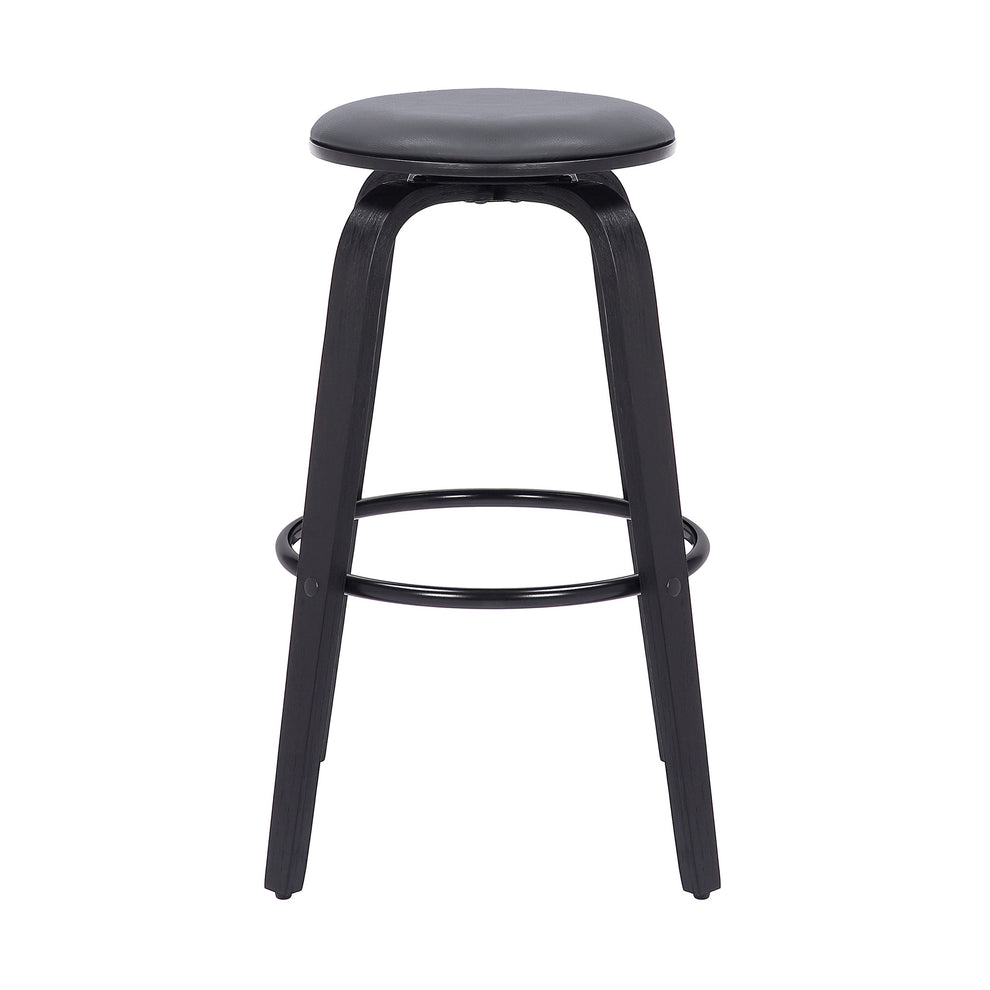 26" Gray Faux Leather Backless Modern Swivel Bar By Homeroots | Bar Stools | Modishstore - 3