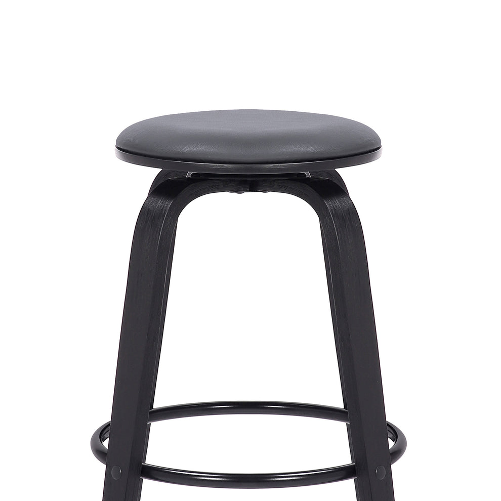 26" Gray Faux Leather Backless Modern Swivel Bar By Homeroots | Bar Stools | Modishstore - 5